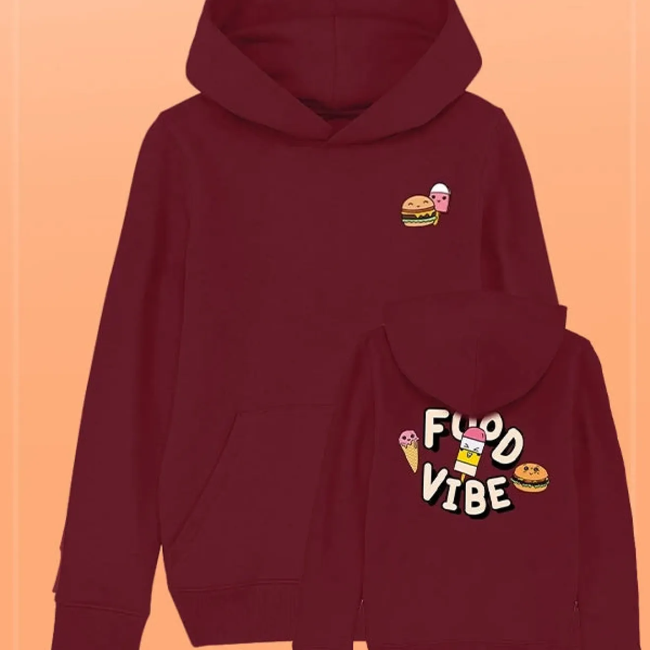 Food Vibe Hoodie Kids burgundy