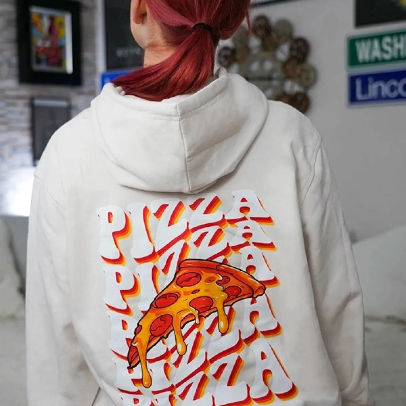 Pizza Passion Team Egg Hoodie vintage white