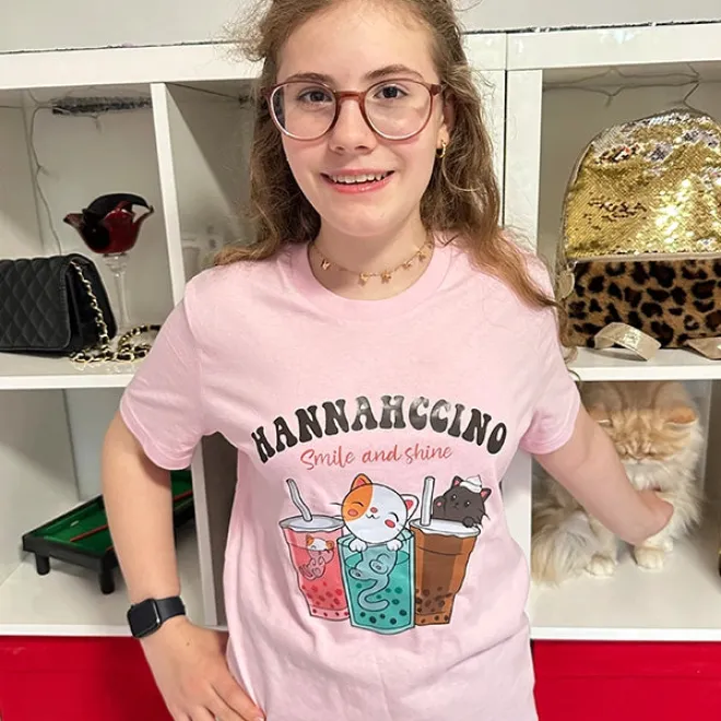 Hannahccino Cat T-Shirt Pink