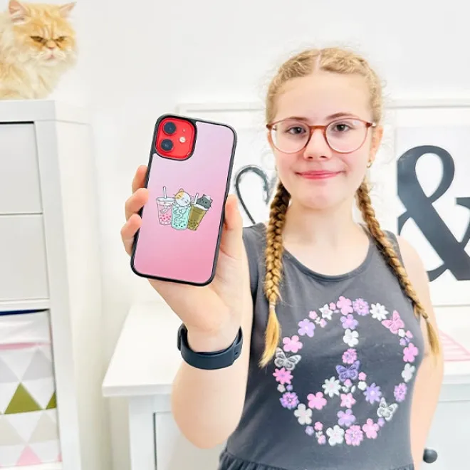 Hannahccino Cat Handyhülle Pink
