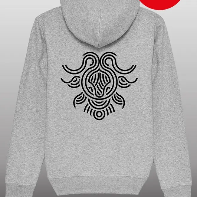 Geometric Hoodie heather grey
