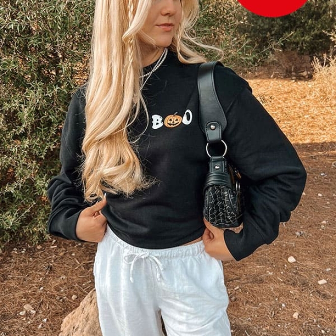 BLACK BOO SWEATER SALE