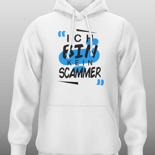 Ich bin kein Scammer Hoodie weiß